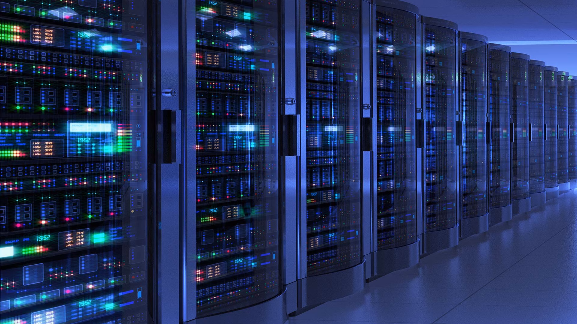 Baies de serveurs dans un datacenter